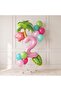 Pink Number Balloons Tropical Palm Birthday Balloon Set 2 Year Old Party Decoration Set 13 Pieces