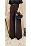 Women's Brown H04 Palazzo Selanik Pants with Thin Waist Belt - 3