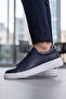 Asterio 100% Genuine Leather Non-Yellowing Faylon Sole Sneaker Classic Navy Blue White Shoes - 6