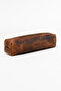 Genuine Calfskin Leather Medium Size Single Compartment Premium Zippered Pen Holder Tan - 2