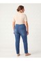 Women's Plus Size Jeans Elastic Waist Straight Leg Pocket Jeans Blue - 5