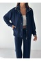 Women's Modal Fabric Double Suit with Snap Collar and Cuff Line Detail - 4