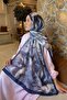 Floral Pattern Lara Soft Shawl Navy Blue - 4