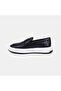 Men's Black Thick White Sole Leather Loafer - 3
