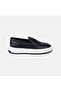 Men's Black Thick White Sole Leather Loafer - 2