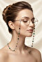 Elegant Square Colorful Stone Brass Glasses Chain - 2