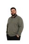 Men's Large Size Khaki Two-Thread Buttoned Polo Collar Sweatshirt 3Xl-4Xl-5Xl-6Xl - 2