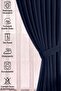 Dark Blue Velvet Textured Background Curtain Single Panel 1/3 Folded Plain Simple Suitable for Any Room - 5