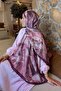 Floral Pattern Lara Soft Shawl Claret Red - 4
