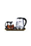 2-in-1 Electric Kettle & Glass Tea Maker Set, 1.8L Glass Water Kettle + 1.2L Tea Pot