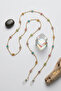 Elegant Colorful Stone Brass Glasses Chain - 2