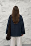Women's Hakim Collar Brit Buttoned Fringe Detailed Wide Sleeve Jacket Kimono 0133 - Navy Blue - 4