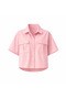 Women's Pink Double Pocket Half Sleeve Linen Shirt ALC-X9991 - 6