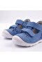 Baby Boy Blue Genuine Leather Summer Shoes - Double-Strapped Flexible Sole First Step Booties - 6
