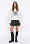 Text and Horse Printed Sweatshirt Ecru - 3