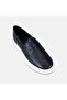 Men's Black Thick White Sole Leather Loafer - 7