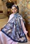 Floral Pattern Lara Soft Shawl Navy Blue