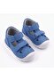 Baby Boy Blue Genuine Leather Summer Shoes - Double-Strapped Flexible Sole First Step Booties - 3