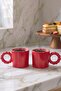 طقم أكواب بمقابض من اللؤلؤ الأحمر - قطعتان - 7