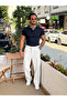 Slim Fit Ribbed Tshirt with Buttoned Collar - 2