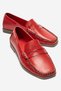 Merdovel Women's Genuine Leather Loafer with Saddle Detail in Red