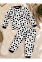 Mini World %100 Cotton Boys' Pajama Set Dark Green Big Smile Patterned O-Neck Soft Textured 2-Piece Set - 4