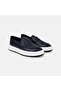 Men's Black Thick White Sole Leather Loafer