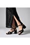 Buckle-Strapped Thick Heeled Day & Night Women's Shoes Silvery Black - 3