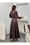 Women's Scarf Collar Buttoned Denim Long Dress - 7