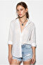 Women's White Openwork Button Closure Relaxed Fit Brode Shirt 60286354 - 5