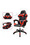 كرسي ألعاب مريح بتصميم سباقات - أسود وأحمر مع مساند ذراع قابلة للتعديل - 4