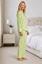 Women's Home Wear Comfortable Green Pajama Set 4660 - 5