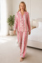 Women's Patterned Relaxed Pink Pajama Set 4658 - 4