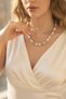 Stylish Design Baroque Pearl-Looking Steel Necklace with Yellow and Gray Detail - 3