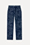 Women's Indigo Jacquard Straight Fit Jean Pants