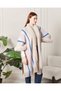 Women's Knitwear Poncho with Fur Detail and Tassels, Shawl Collar Poncho - 5