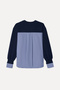 Women's Navy Blue Striped Oversize Crew Neck Sweatshirt - 2