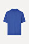 Women's Blue Polo Collar Short Sleeve Knit Sweater - 5