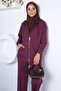 Stylish Energy Zippered Sweat Pants Hijab Double Set - 2