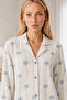 Women's Patterned Relaxed White Pajama Set 4661 - 3
