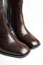Women's Winter Thick Heeled Bitter Brown Boots & Booties - 6