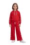 Girl's Set Children's Long-Sleeved Hooded Outfit with Snap Fasteners and Red Details, Perfect Fit. - 6