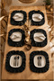 Firfirli Kare 6-Piece Plate Set, American Style 35 Cm, Black Color