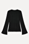Women's Black Loose Fit V-Neck Cardigan - 2