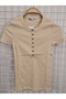 Women's Crew Neck Buttoned Ribbed Short Sleeve Bodysuit - 2