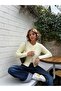 Yellow Hair Braid Patterned Crew Neck Buttoned Women's Knitwear Cardigan Zs003