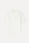 Women's Ecru Polo Neck Short Sleeve Knitwear Sweater