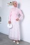 Waist Tie Detailed Jacket Polka Dot Elastic Waist Skirt Hijab Double Set - 3