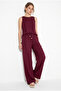 Women's Burgundy Linen Blouse Trousers Set 3392 60283483