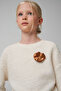 Cream Color Knitted Blouse and Leopard Pattern Trousers Girl's Set - 4